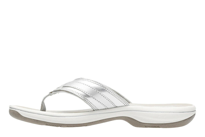 Clarks Brinkley Sea Ladies Adjustable Toe Post Flip Flop Sandals Silver