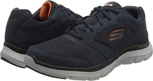 Skechers Mens Navy Mesh Air Cool Memory Foam Flex Advantage 4.0 Lace Up Trainers