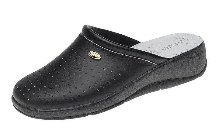 Dek L128 Ladies Coated Leather Clogs Nursing/Kitchen Slip On Mules Black