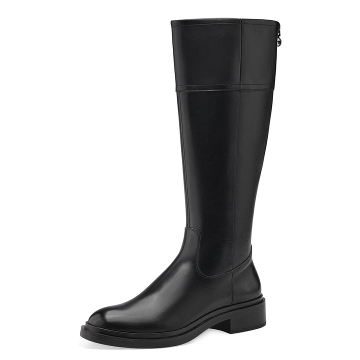 Tamaris 25540 Ladies Leather Zip Up Knee High Adjustable Calf Boot Black