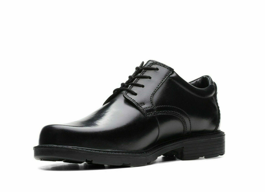 CLARKS KERTON LACE G FIT MENS LACE UP BLACK LEATHER CUSHIONED