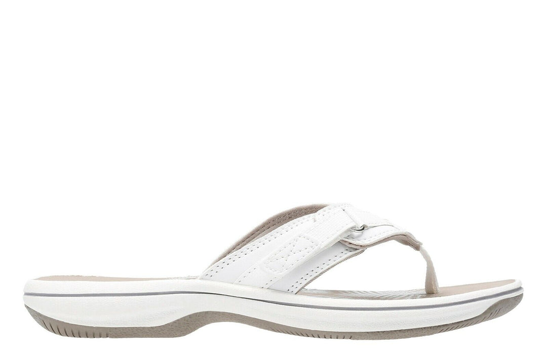 Clarks Brinkley Sea Ladies Adjustable Toe Post Flip Flop Sandals White