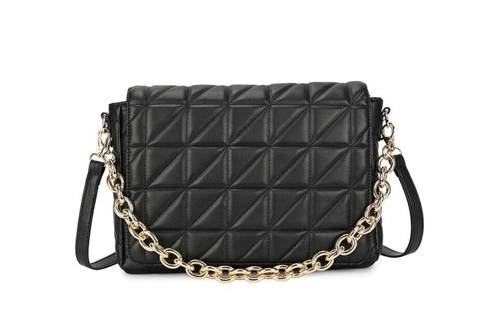 Long & Son Large Quilted Clutch Crossbody Handbag Strap Chain Card Pockets Black
