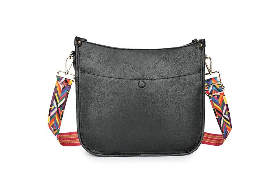 Long & Son Ladies Large Crossbody Handbag With Detachable Fabric Strap Black