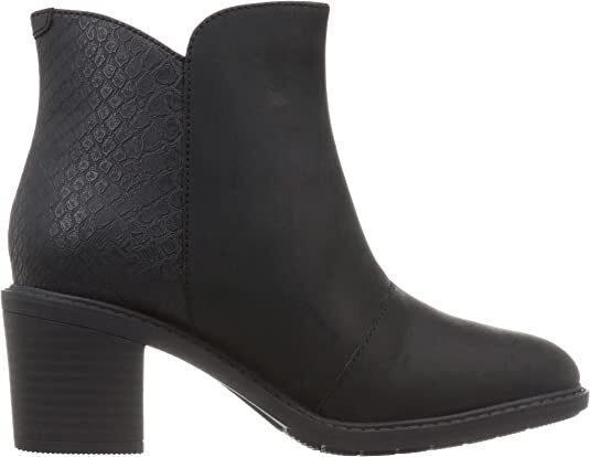 Clarks Scene Zip Ladies Waxy Snake Print Leather Outer Zip Block Heel Boots Black