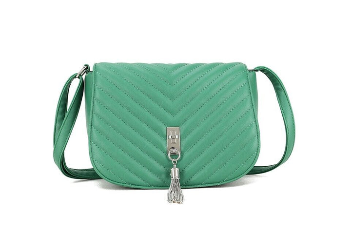 Long & Son Ladies Handbag Crossbody With Flap Adjustable Strap Tassel Green