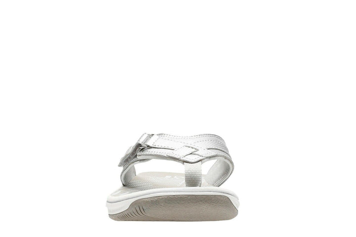 Clarks Brinkley Sea Ladies Adjustable Toe Post Flip Flop Sandals Silver