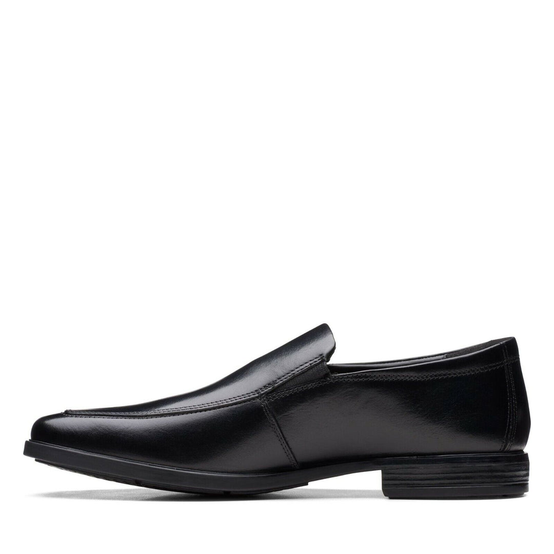 Clarks Howard Edge Mens Black Leather G Fit Oxford Loafers Slip On Formal Shoes
