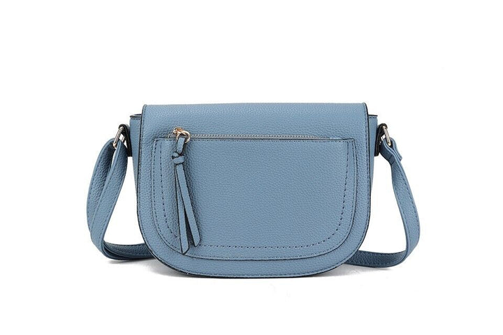 Long & Son Ladies Handbag Crossbody With Flap Adjustable Strap Denim Blue