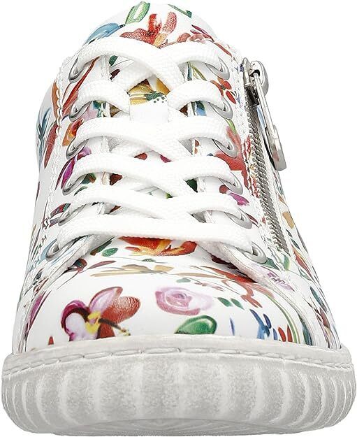 Rieker Antistress N0900 Ladies Lace Up With Zip Fasten Athleisure Trainers Multi Floral
