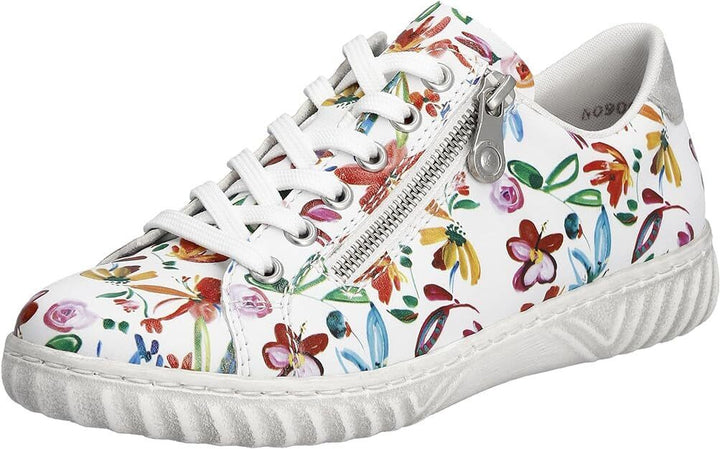 Rieker Antistress N0900 Ladies Lace Up With Zip Fasten Athleisure Trainers Multi Floral