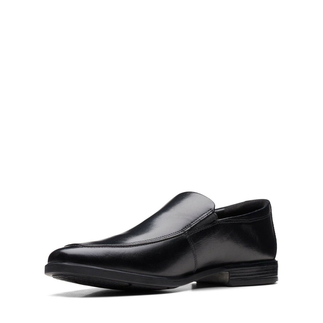 Clarks Howard Edge Mens Black Leather G Fit Oxford Loafers Slip On Formal Shoes