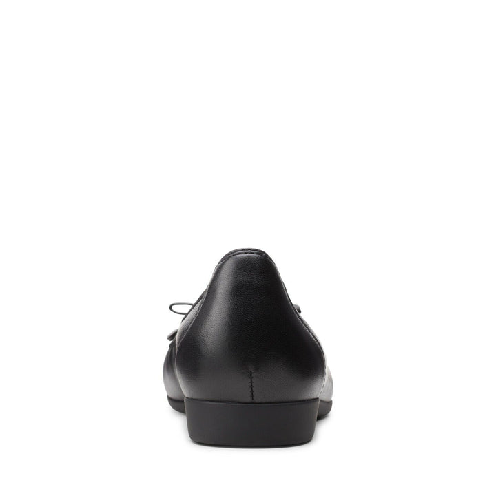 Clarks Unstructured Un Darcey Bow D Fit Ladies Leather Slip On Ballerina Pumps Shoes Black