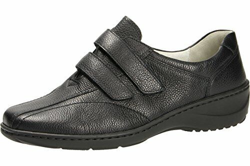 Waldlaufer Kya 607302 172 001 Ladies Wide EE Fitting Double Touch Fasten Black Shoes