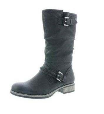 Rieker 98860 Ladies Faux Leather Warm Lined Biker Style Boots With Inside Zip Fasten Black