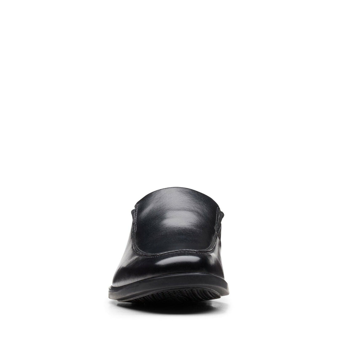 Clarks Howard Edge Mens Black Leather G Fit Oxford Loafers Slip On Formal Shoes