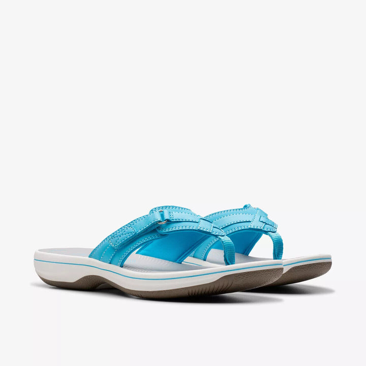 Clarks Brinkley Sea Women Light Adjustable Toe Post Flip Flop Sandals Turquoise