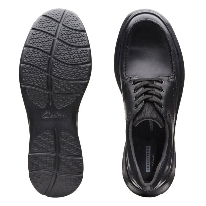 Clarks Cotrell Edge WIDE H FITTING Black Smooth Leather Lightweight Lace Up Shoes