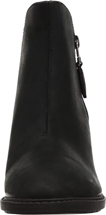 Clarks Scene Zip Ladies Waxy Snake Print Leather Outer Zip Block Heel Boots Black