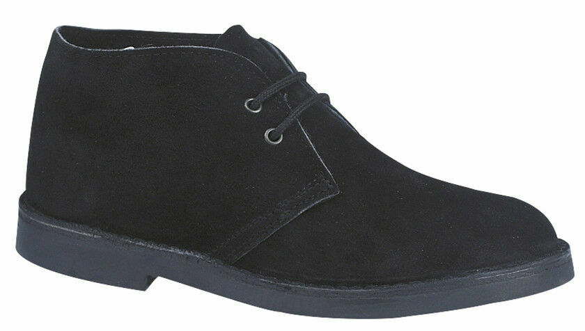 Roamers M467AS Black Suede 2 Eyelet Classic Original Desert Boots Unisex UK 3-13