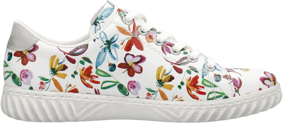 Rieker Antistress N0900 Ladies Lace Up With Zip Fasten Athleisure Trainers Multi Floral