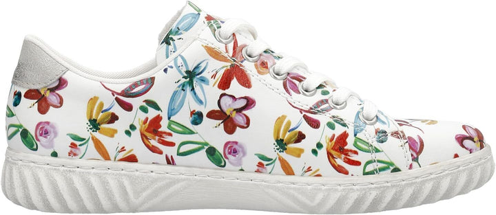 Rieker Antistress N0900 Ladies Lace Up With Zip Fasten Athleisure Trainers Multi Floral