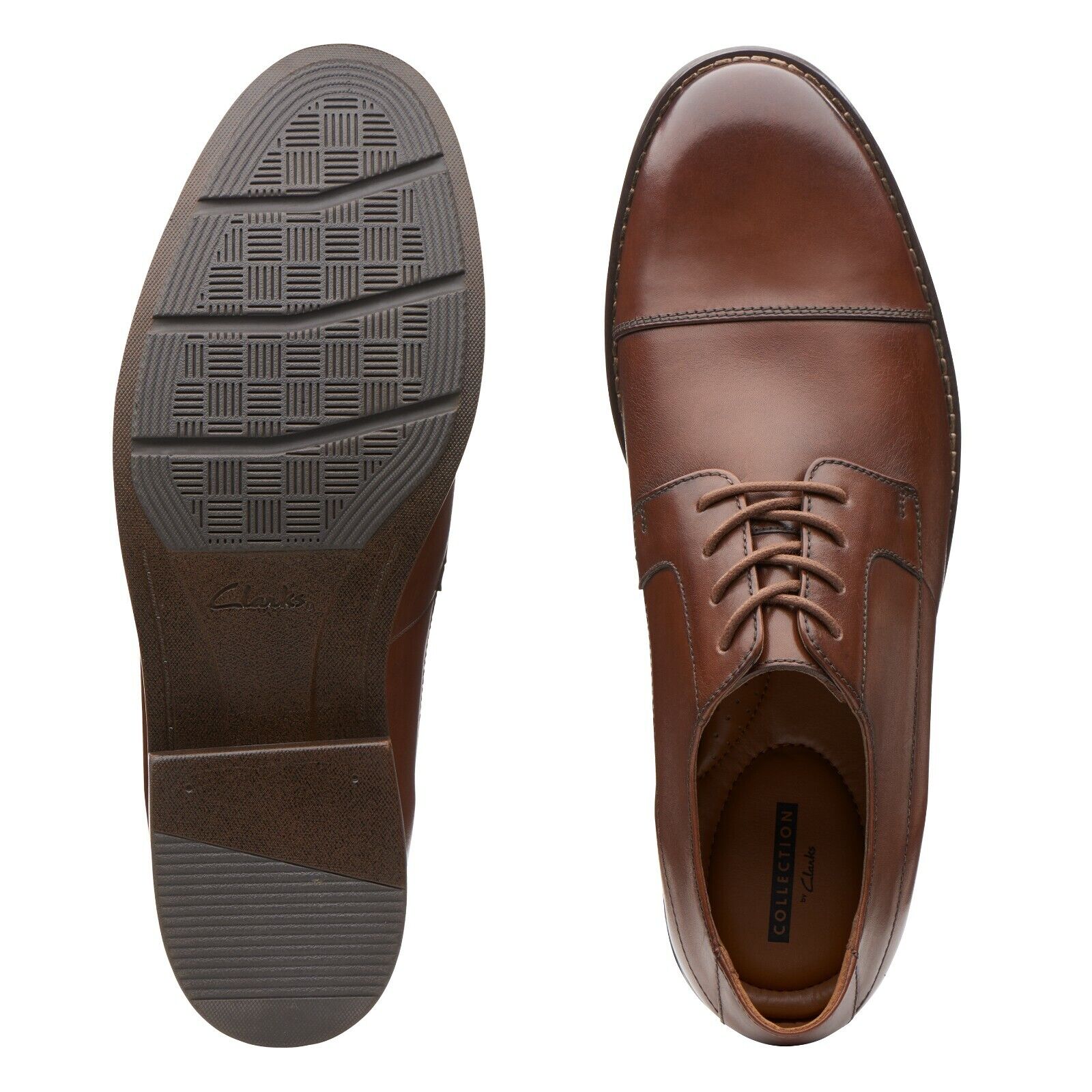 Clarks Becken Cap WIDE H FIT Tan Brown Leather Oxford Toe