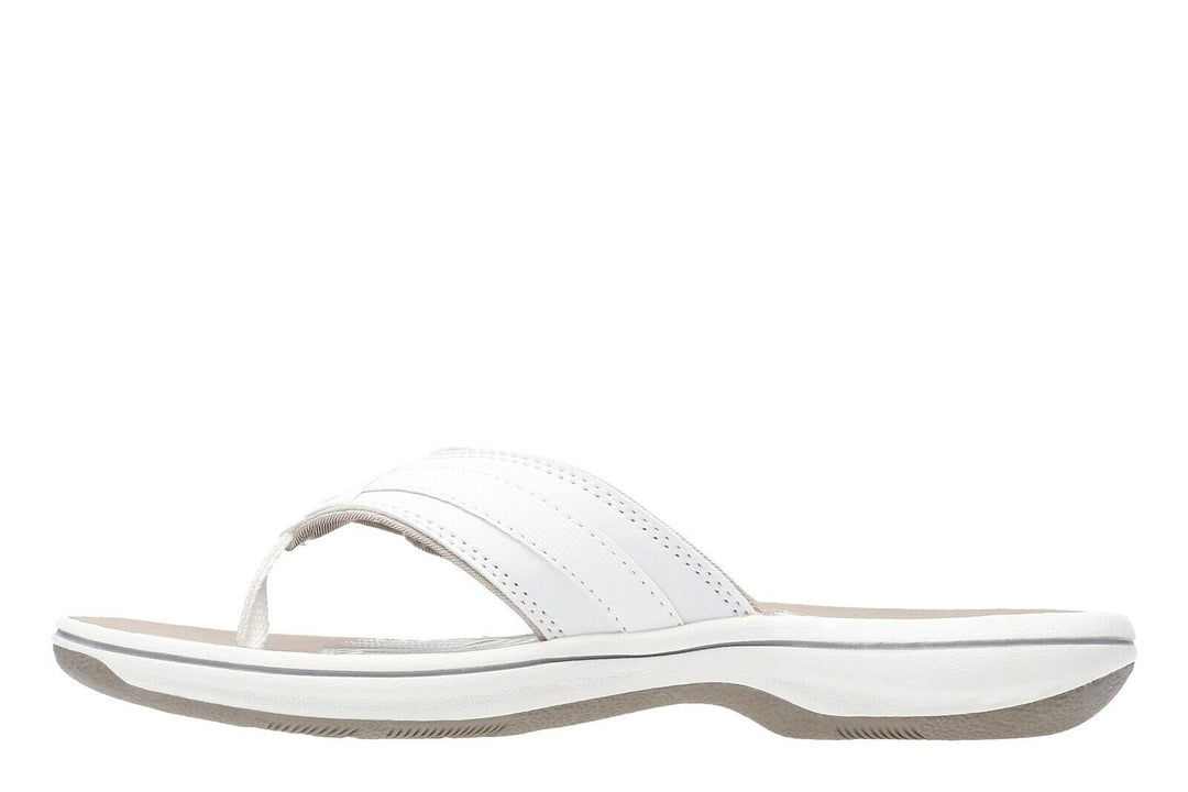 Clarks Brinkley Sea Ladies Adjustable Toe Post Flip Flop Sandals White