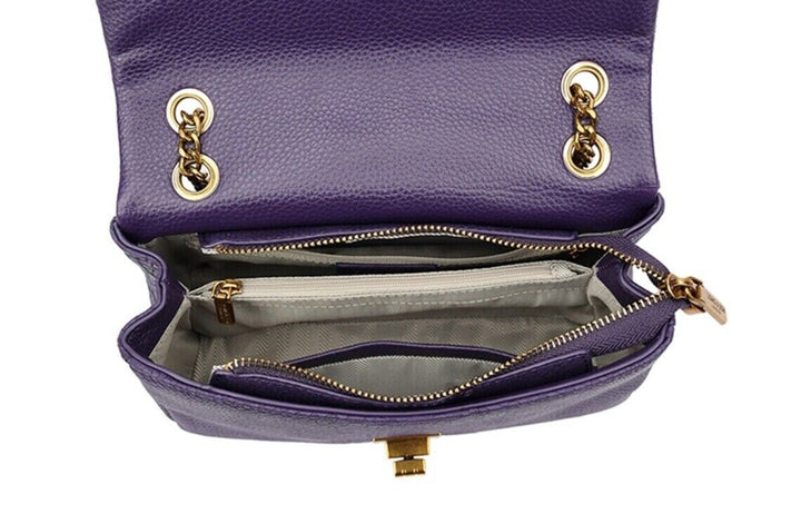 Long & Son Ladies Lizard Print Handbag Crossbody Bag Strap Chain Pockets Purple