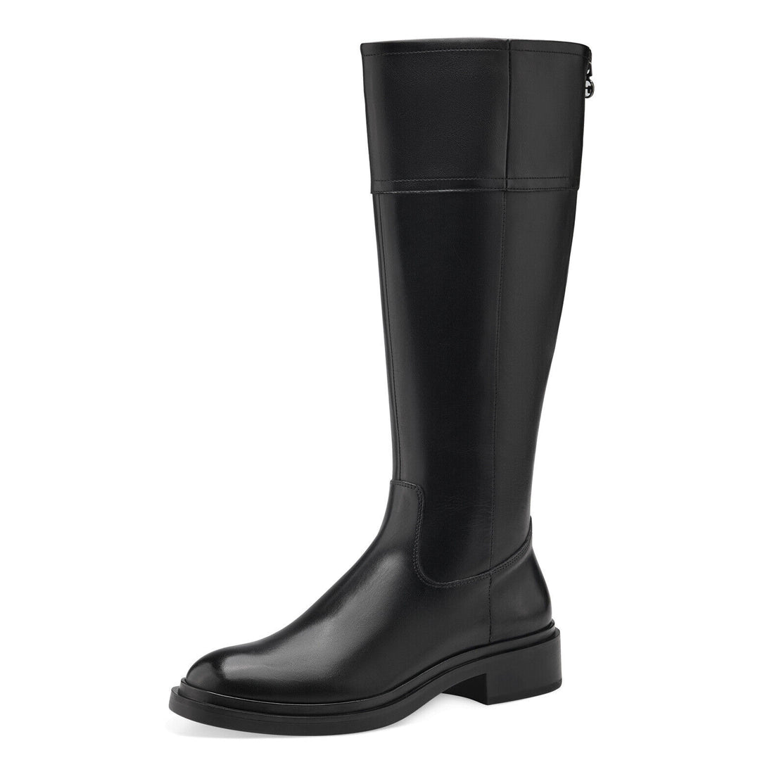 Tamaris 25540 Ladies Leather Zip Up Knee High Adjustable Calf Boot Black