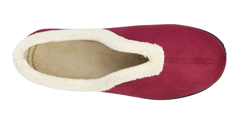 Sleepers Olivia Ladies Wide E Fit Red Memory Foam V Throat Warm Fleece Lined Slippers