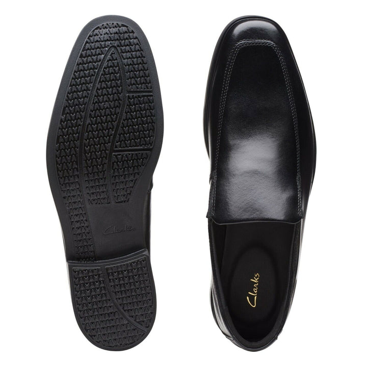 Clarks Howard Edge Mens Black Leather G Fit Oxford Loafers Slip On Formal Shoes