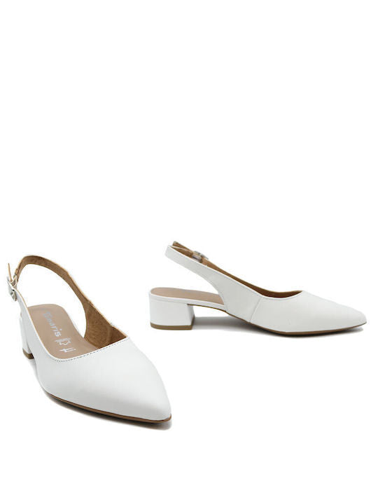Tamaris 29500 Ladies White Leather Block Heel Pointed Toe Buckle Strap Sandals