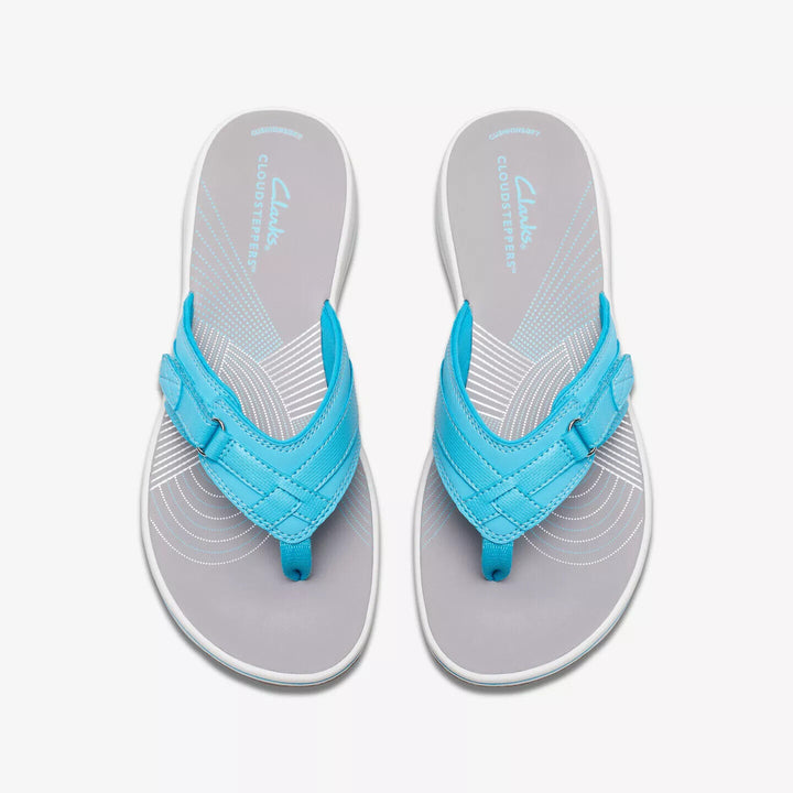 Clarks Brinkley Sea Women Light Adjustable Toe Post Flip Flop Sandals Turquoise