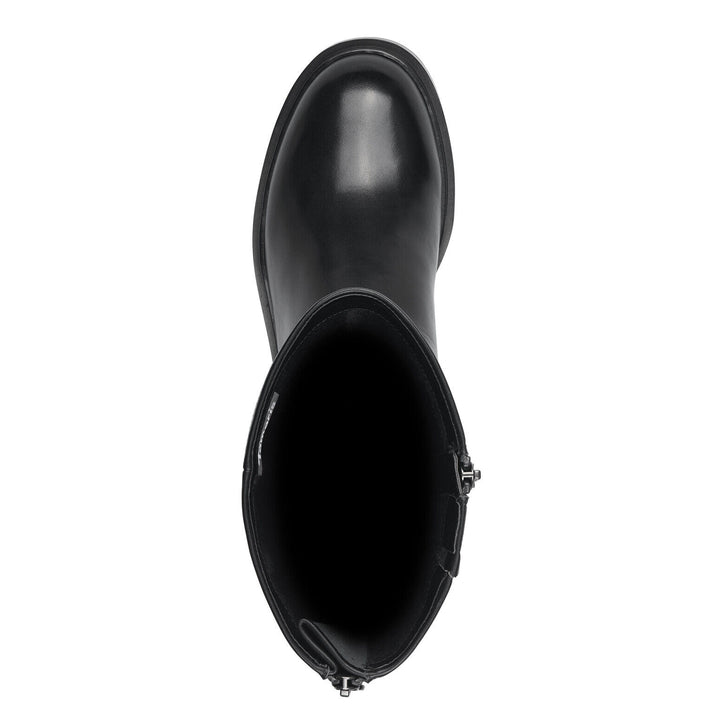 Tamaris 25540 Ladies Leather Zip Up Knee High Adjustable Calf Boot Black