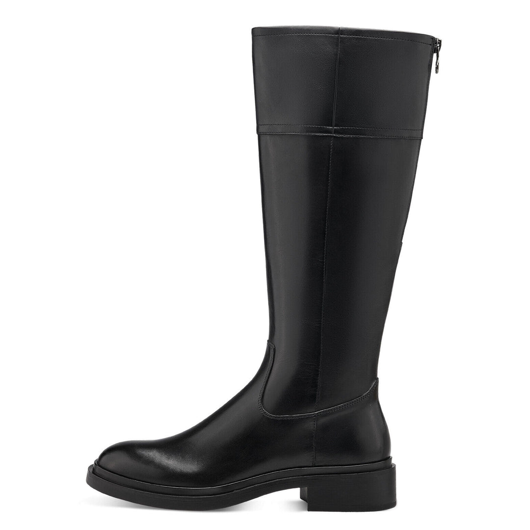 Tamaris 25540 Ladies Leather Zip Up Knee High Adjustable Calf Boot Black
