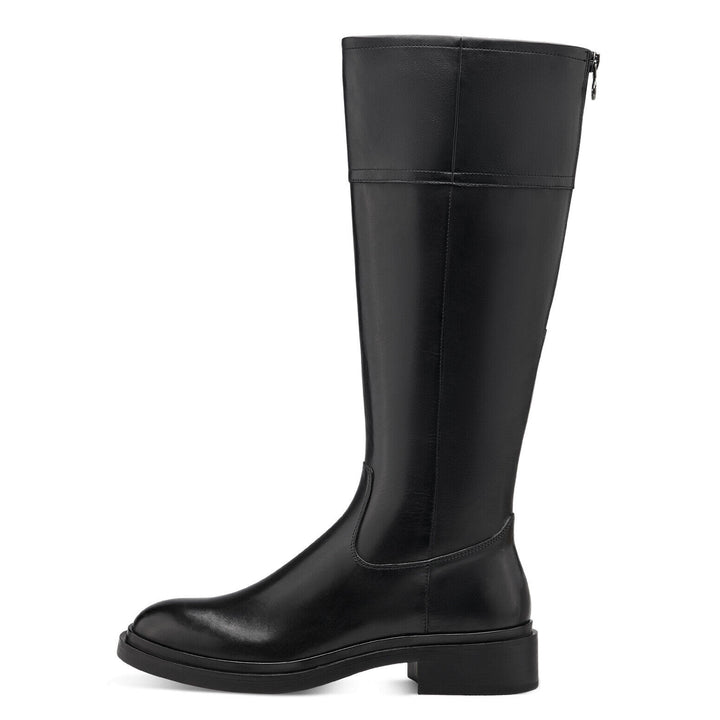 Tamaris 25540 Ladies Leather Zip Up Knee High Adjustable Calf Boot Black