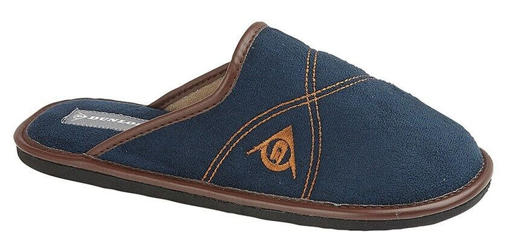 Dunlop Premier Mens Navy Blue Faux Suede Slip On Comfort Mule Slippers