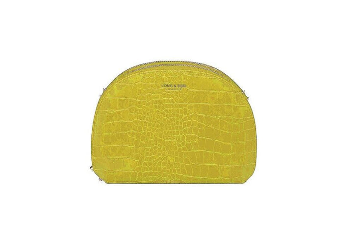 Long & Son Ladies Small Double Zip Crossbody Bag With Purse Fabric Strap Yellow
