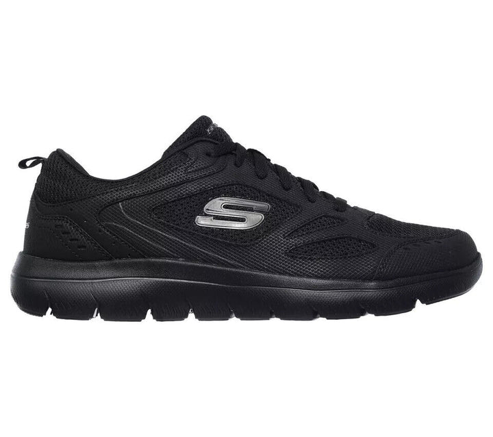 Skechers South Rim Mens Black Textile/ Leather Lace Up Lightweight Sport Trainers