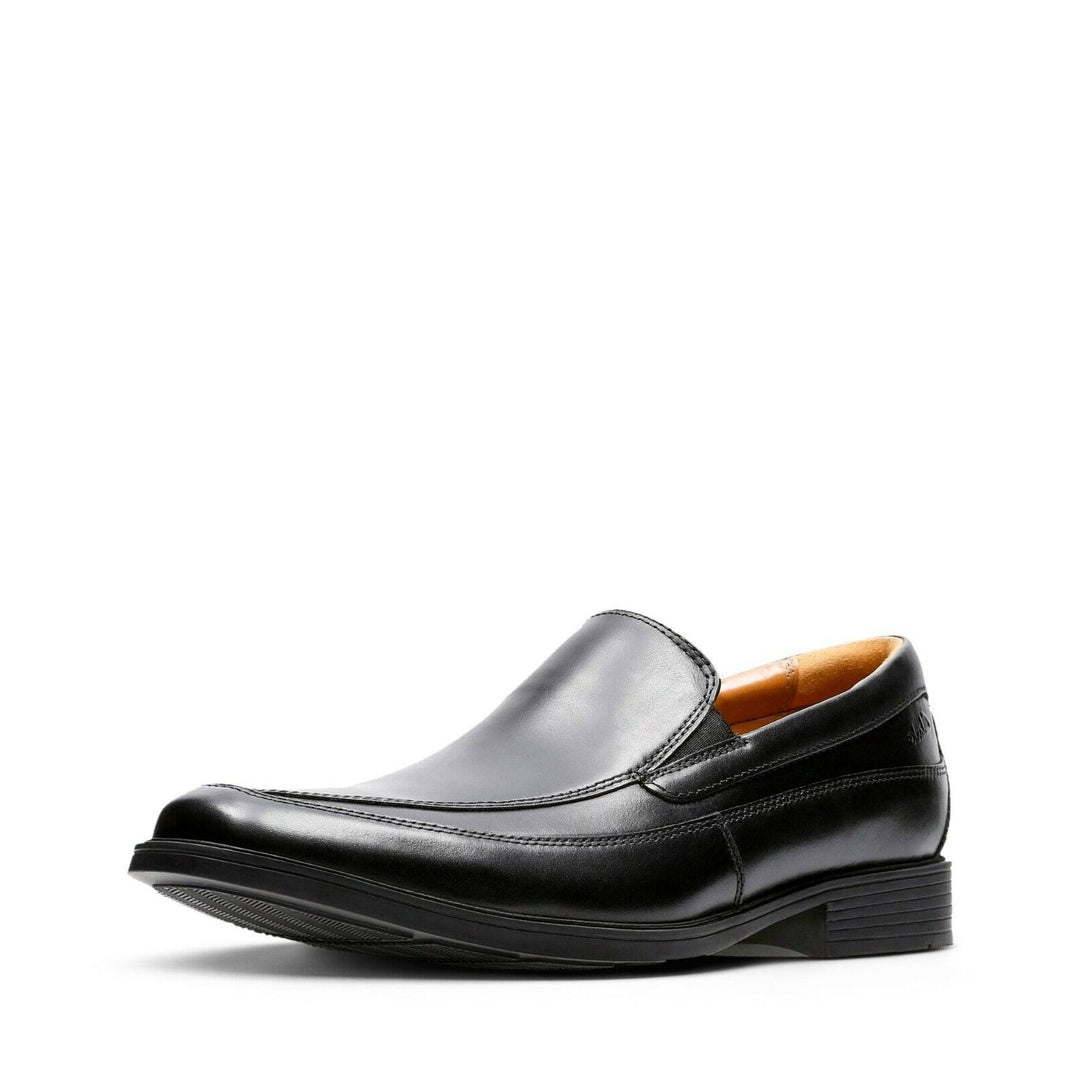 Clarks Tilden Free Mens Black Leather WIDE FIT (H) Slip On Loafers