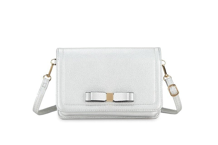 Long & Son Clutch Crossbody Handbag Detachable Shoulder Strap Card Holder Silver