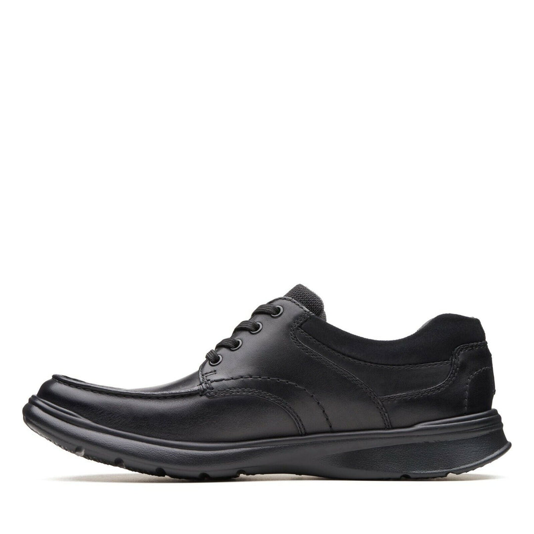 Clarks Cotrell Edge WIDE H FITTING Black Smooth Leather Lightweight Lace Up Shoes