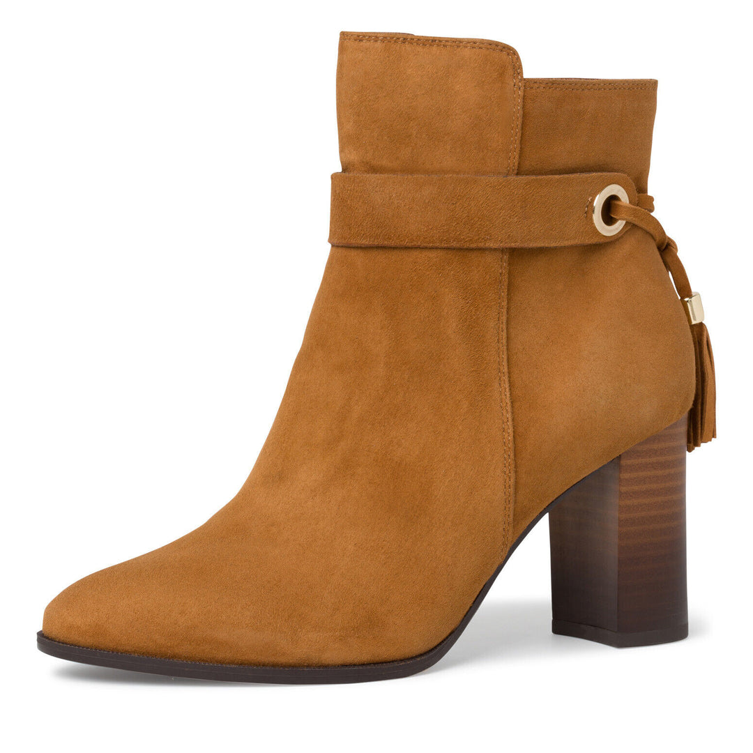 Tamaris 25359 Ladies Tan Suede Leather Tassel Ankle Boots High