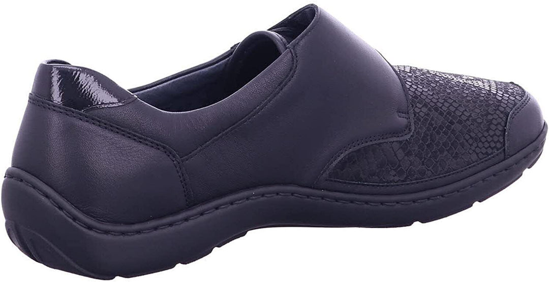 Waldlaufer Henni 496H31 Ladies Wide Dual Fit Leather/Textile Touch Fasten Stretch Shoe Black