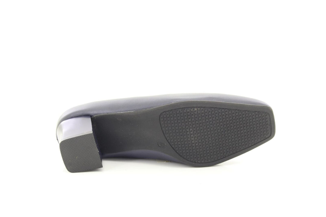 Comfort Plus Karly Ladies Wide Fitting Slip On Block Heel Court Shoes Navy