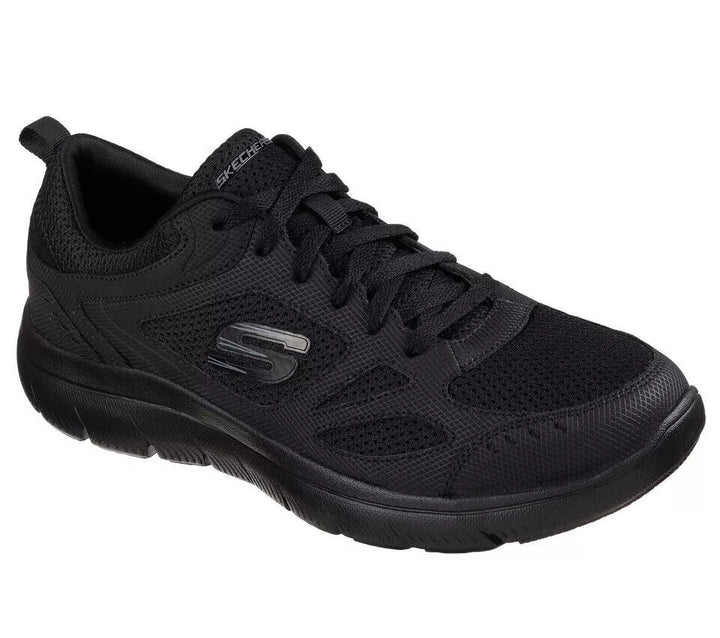 Skechers South Rim Mens Black Textile/ Leather Lace Up Lightweight Sport Trainers