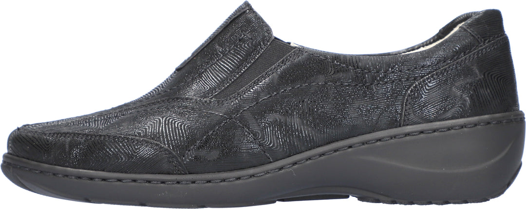 Waldlaufer Kya Ladies Wide Fitting Black Nubuck Leather Slip On Shoes With Elasticated Gussets And Removable leather Insoles (Copy)