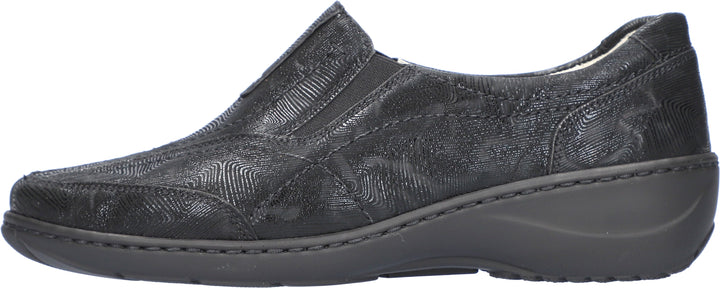 Waldlaufer Kya Ladies Wide Fitting Black Nubuck Leather Slip On Shoes With Elasticated Gussets And Removable leather Insoles (Copy)