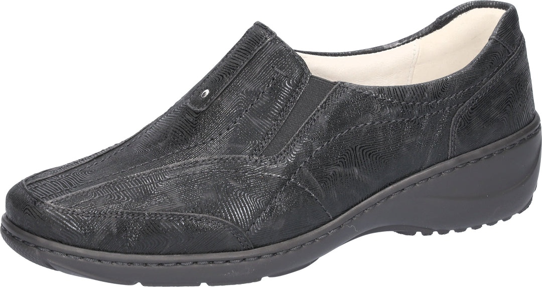 Waldlaufer Kya Ladies Wide Fitting Black Nubuck Leather Slip On Shoes With Elasticated Gussets And Removable leather Insoles (Copy)